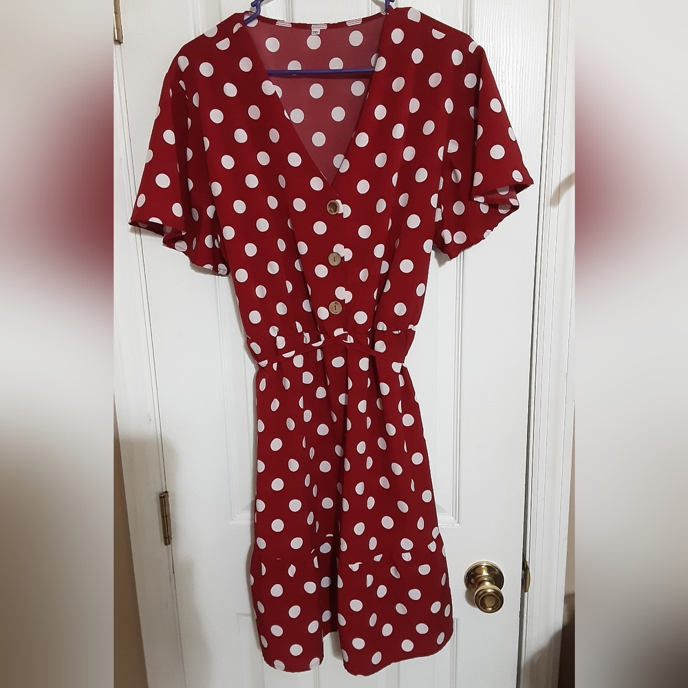 Red And White Polka Dot Dress - Picture 1 of 4